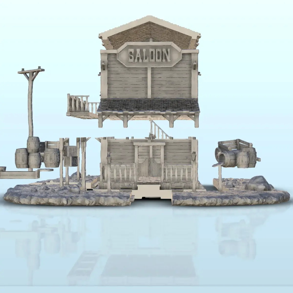 Old saloon with stairs to the back - Terrain scenery West