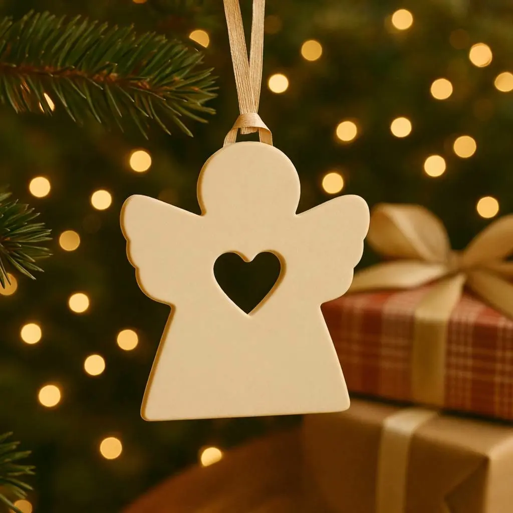 Angel Christmas Tree Ornament STL – Heart Cutout 100 mm – 3D