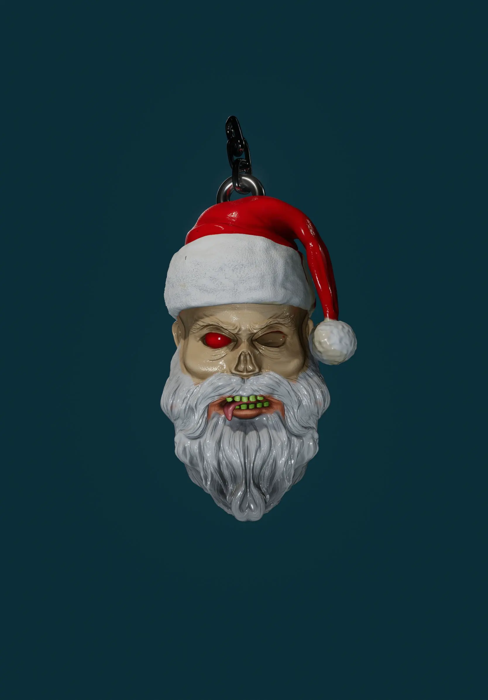 File per stampante 3D | File 3MF | TESTA DI BABBO NATALE ZOMBIE -  PORTACHIAVI | Creality Cloud, image size:1668x2388