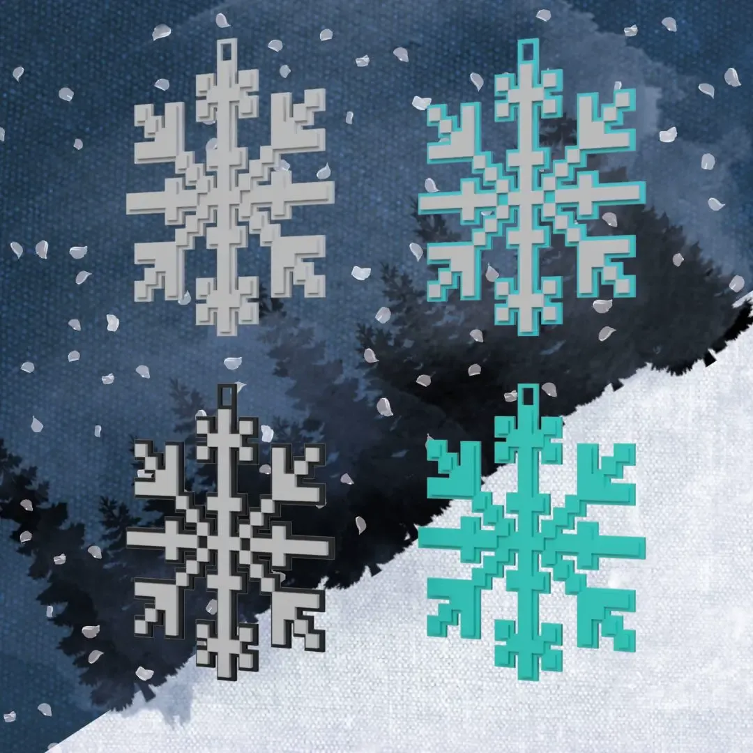 Snowflakes - Christmas Ornament Pixelated Set
