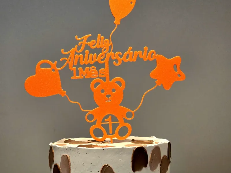 Topper per torta per il compleanno di 1 mese! Palloncini Orso in Portu