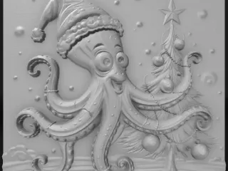 octopus near the Christmas tree