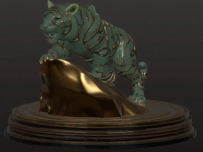 Tiger on a stand