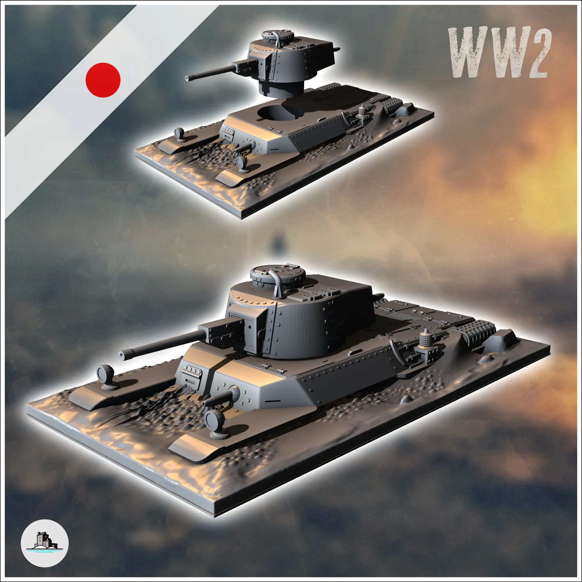 Japanese Type 97 Chi-Ha Kai semi-buried tank (3) - miniature