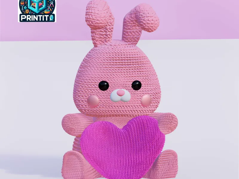 Knitted Easter Bunny with heart