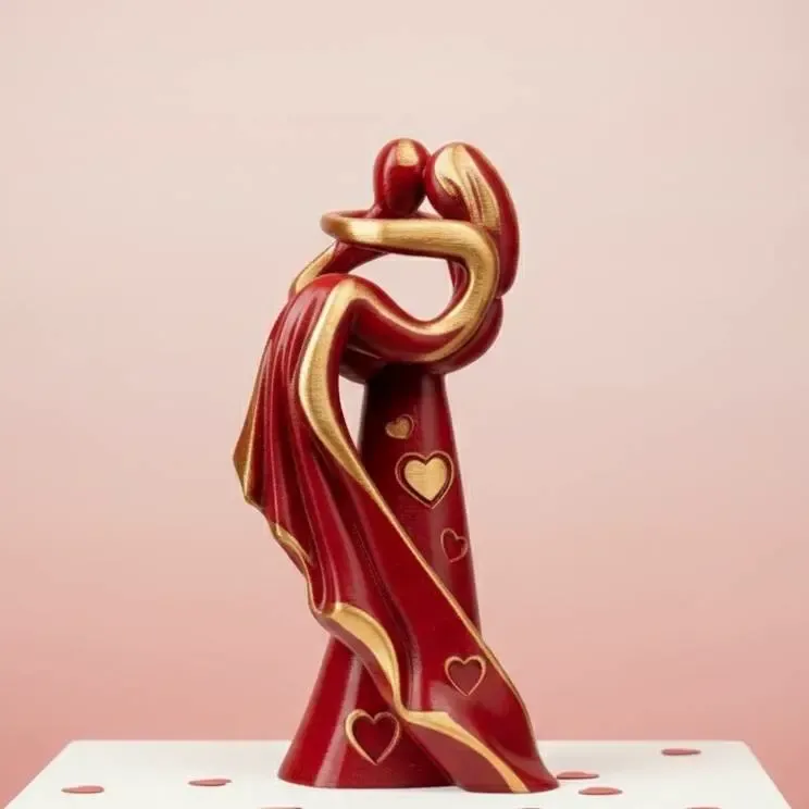 Stylized Dancing Couple with Hearts - Valentine's Decor