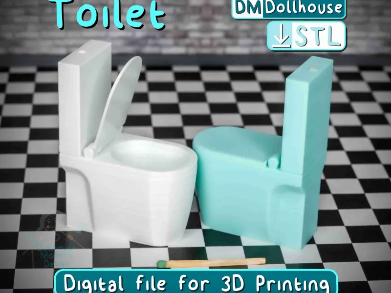 Modern miniature Toilet 1:12 scale with opening lid
