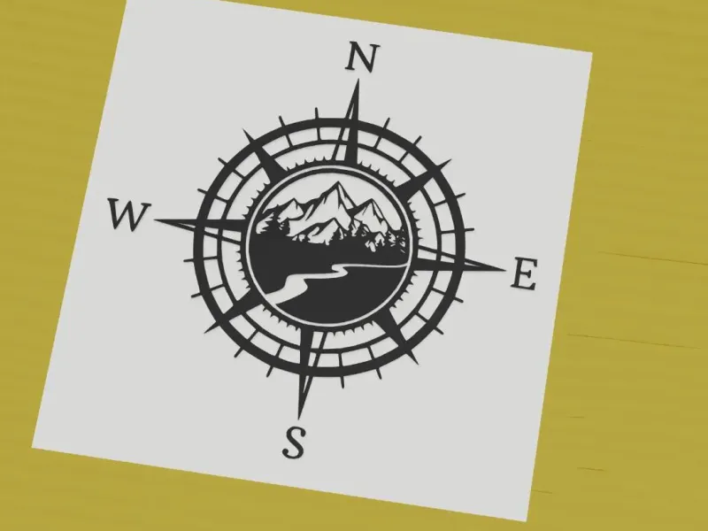 Mountain compass rose silhouette travel adventure design