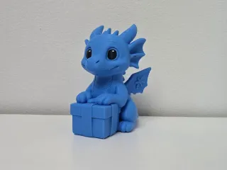 Cute Dragon with Gift Box Christmas Figurine