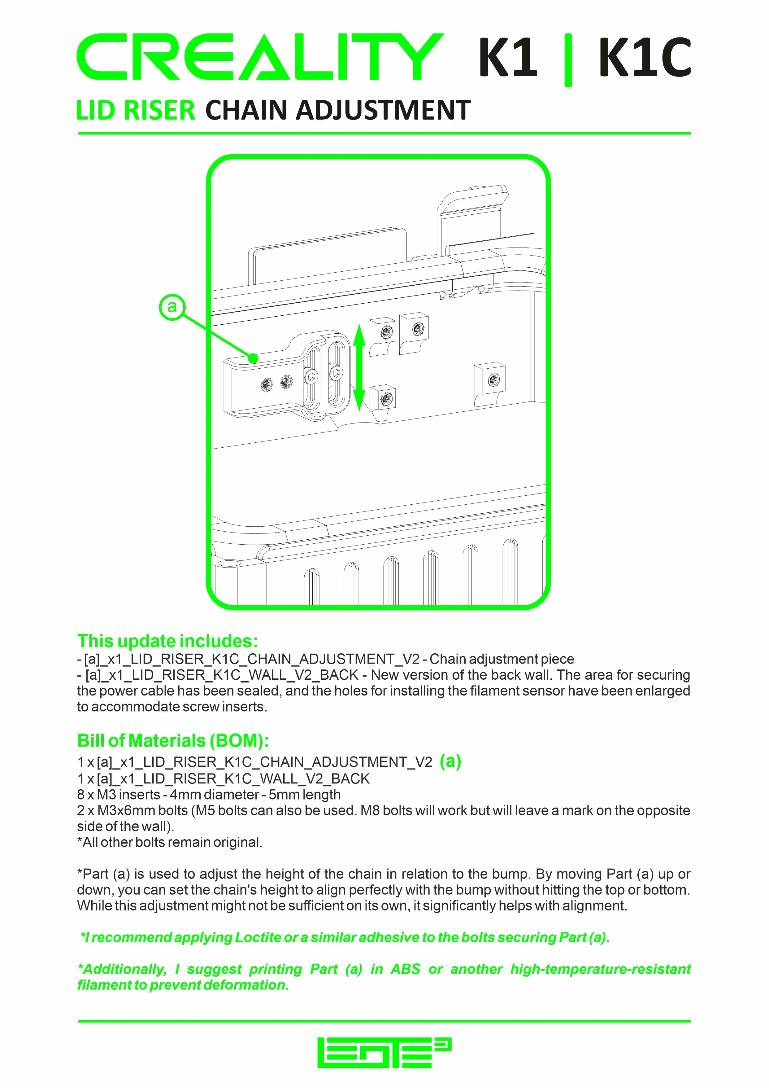 CREALITY K1|K1C|K1SE - LID RISER V2 [50mm height] | 3D models