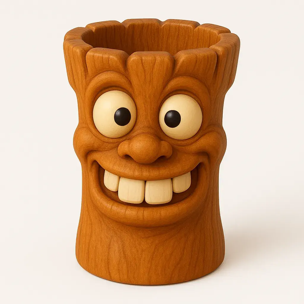 Painted Goofy face Log Pencil holder / Planter