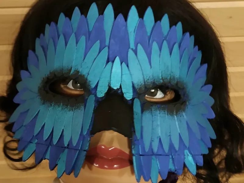 Bird Masquerade Mask with Feathers and Beak