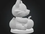 Halloween : Knitted wolf with pumpkin V2-2