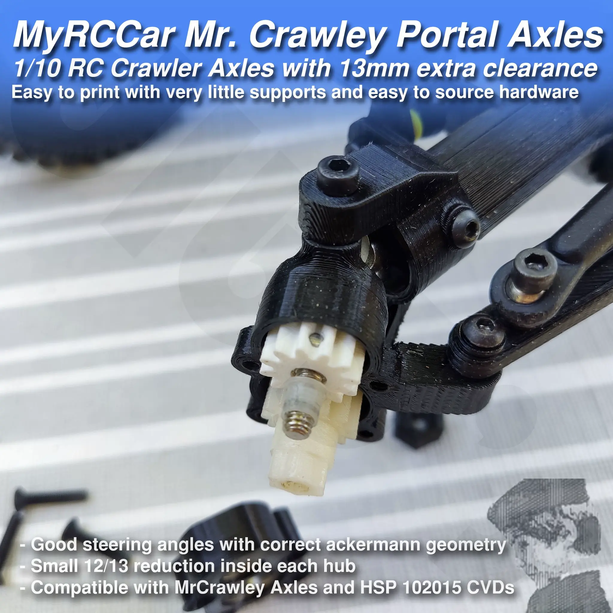 MyRCCar Mr. Crawley Portal Axles | 3D models download | Creality Cloud