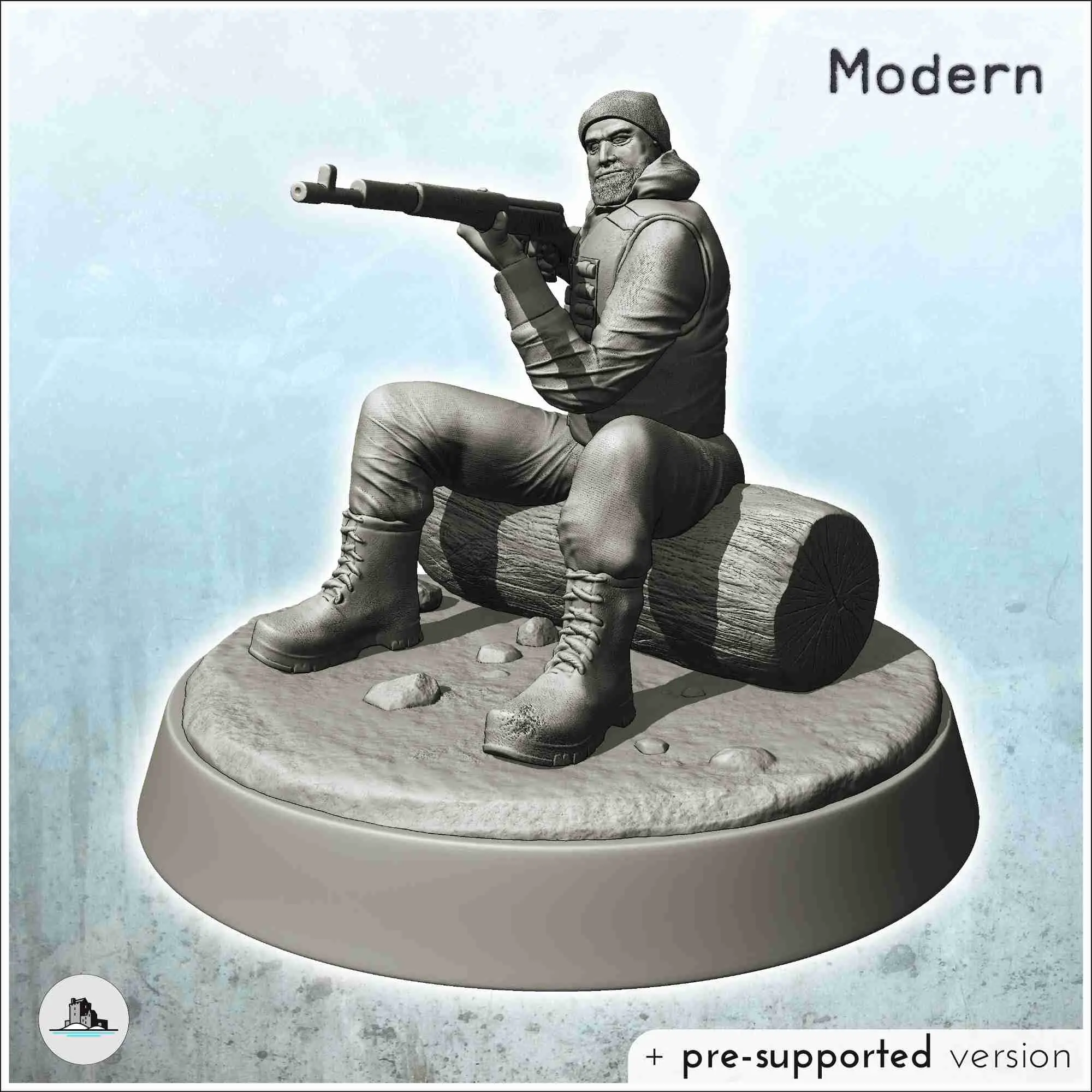 Rpg Riffle Mount Other STL Download - Hunter with rifle on trunk (12) - miniatures ...