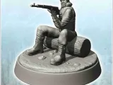 Hunter with rifle on trunk (12) - miniatures animal RPG tabl-0
