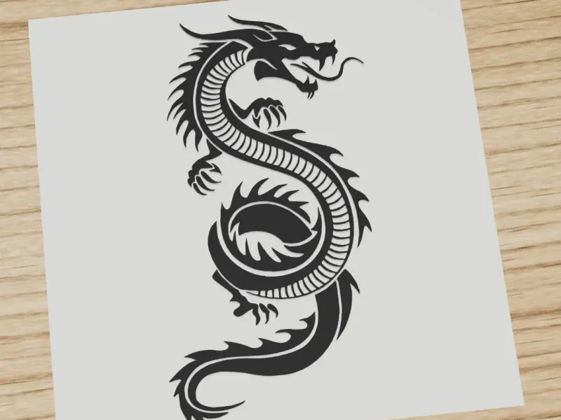 Chinese dragon stencil tattoo silhouette