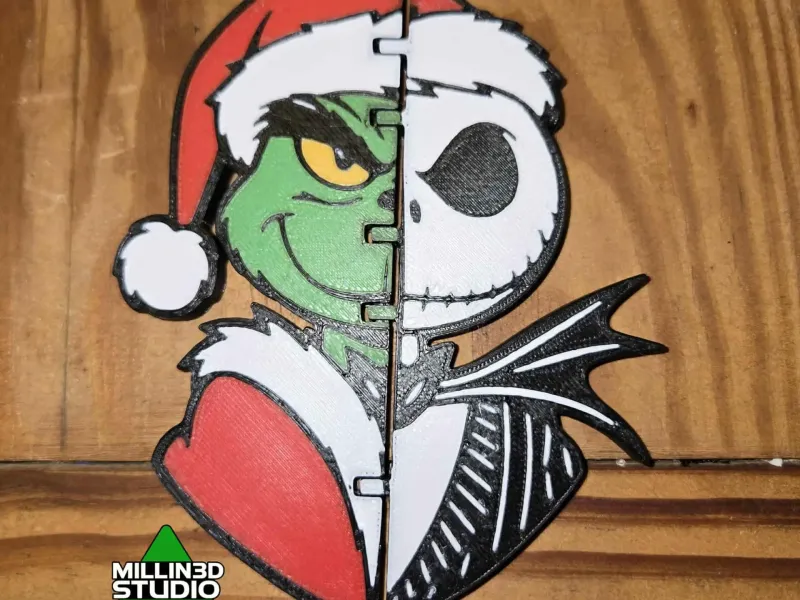 Christmas Jack Skellington & Grinch Flexi Toy Multicolor