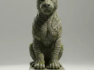 Temple Guardian Jaguar – Ancient Ruins Statue Diorama