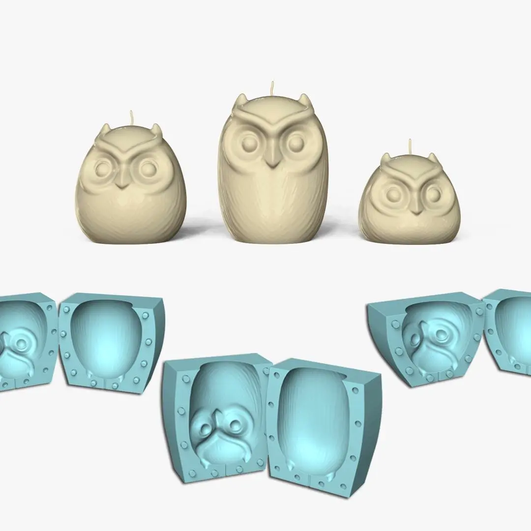 Kit 03 Owl Candle Mold - Molding Maker Wick Template