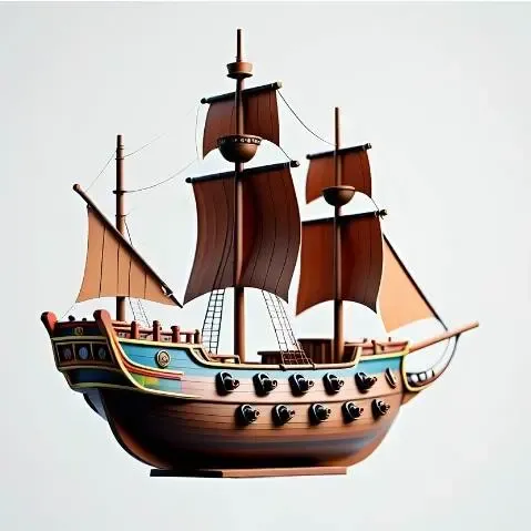 3680 Pirate Sailing Ship with Cannons  Style Minimalist  STL