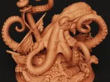 Kraken Attacking Ship Statue | Giant Octopus Sea Monster-1
