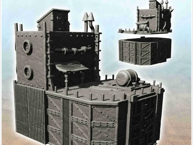 Caserma fortificata in acciaio con serbatoio e porta di accesso al tetto (5)