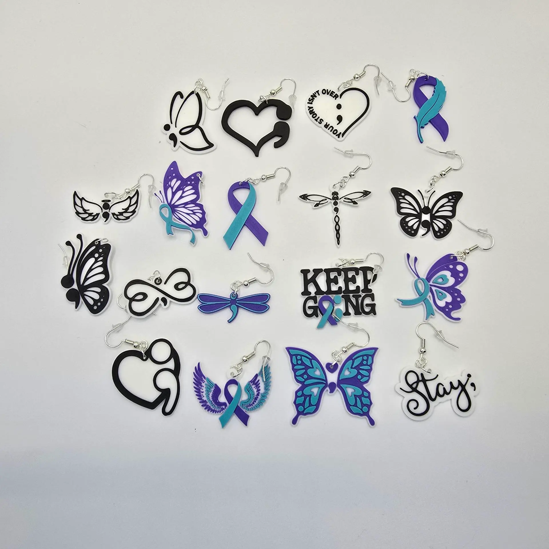 18 Suicide Awareness Ribbon Earrings