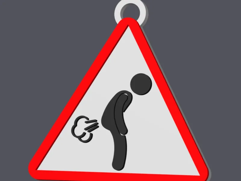 Farting Warning Male Version - Traffic Sign - Keychain