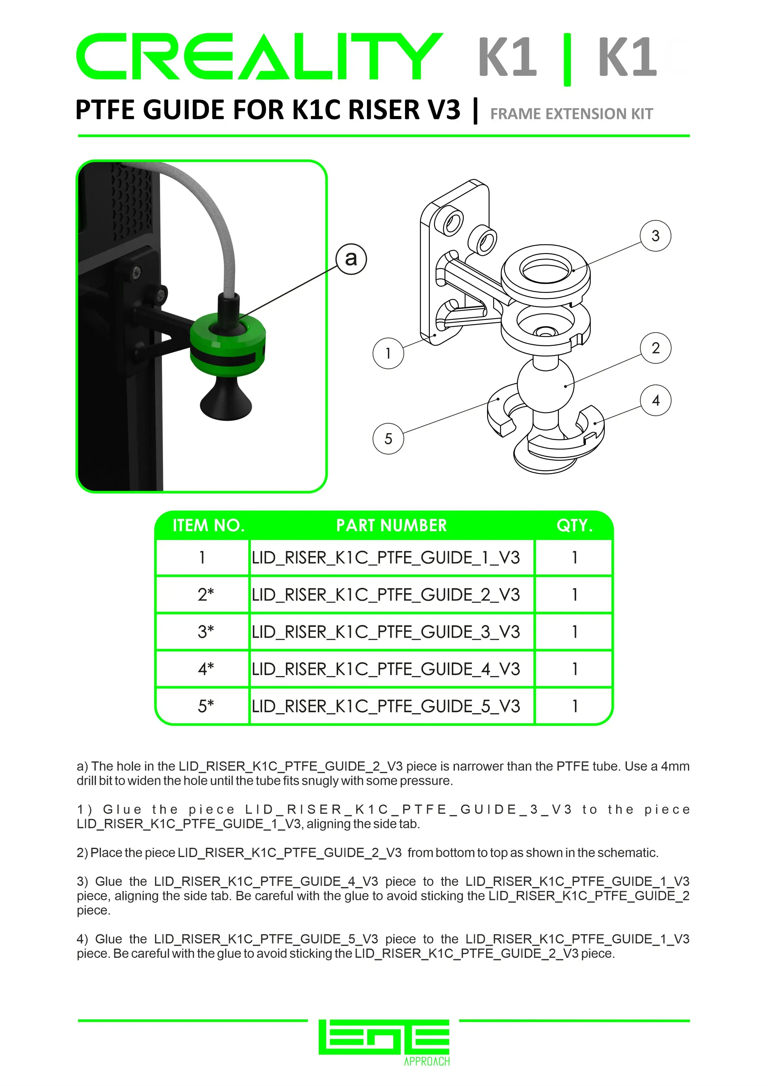 CREALITY K1|K1C|K1SE - PTFE TUBE GUIDE V3 [FOR LID RISER V3]