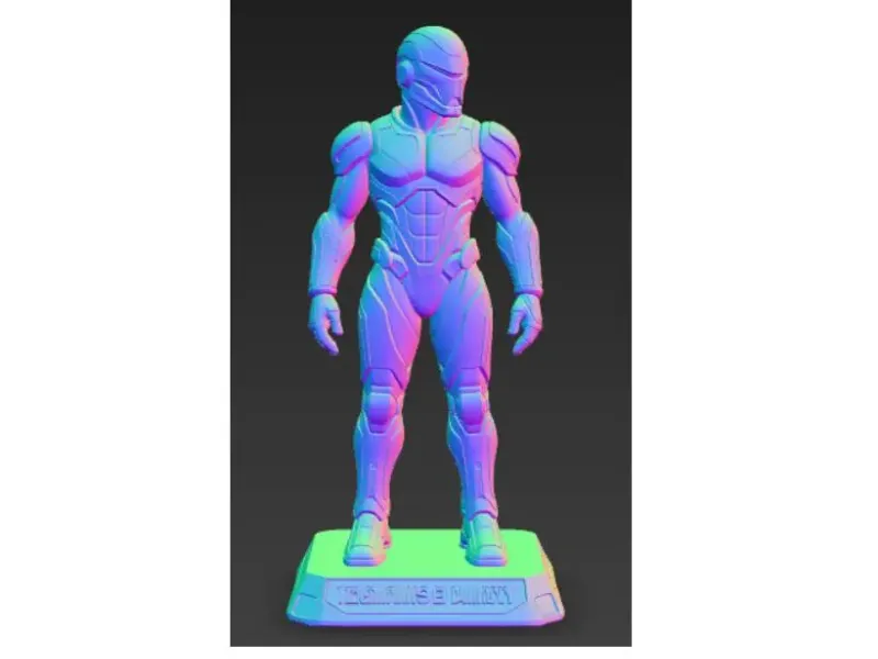 Futuristic Soldier Figure with Text Base | Cyberpunk Armor