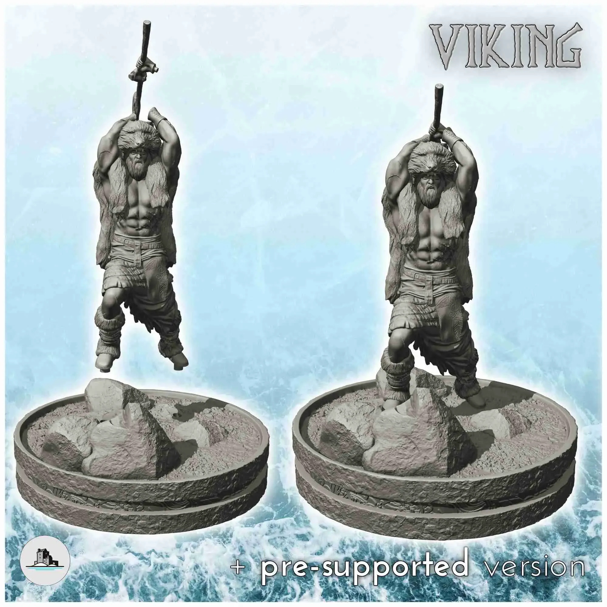 Viking warrior with axe and animal skin (3) - scenery mediev