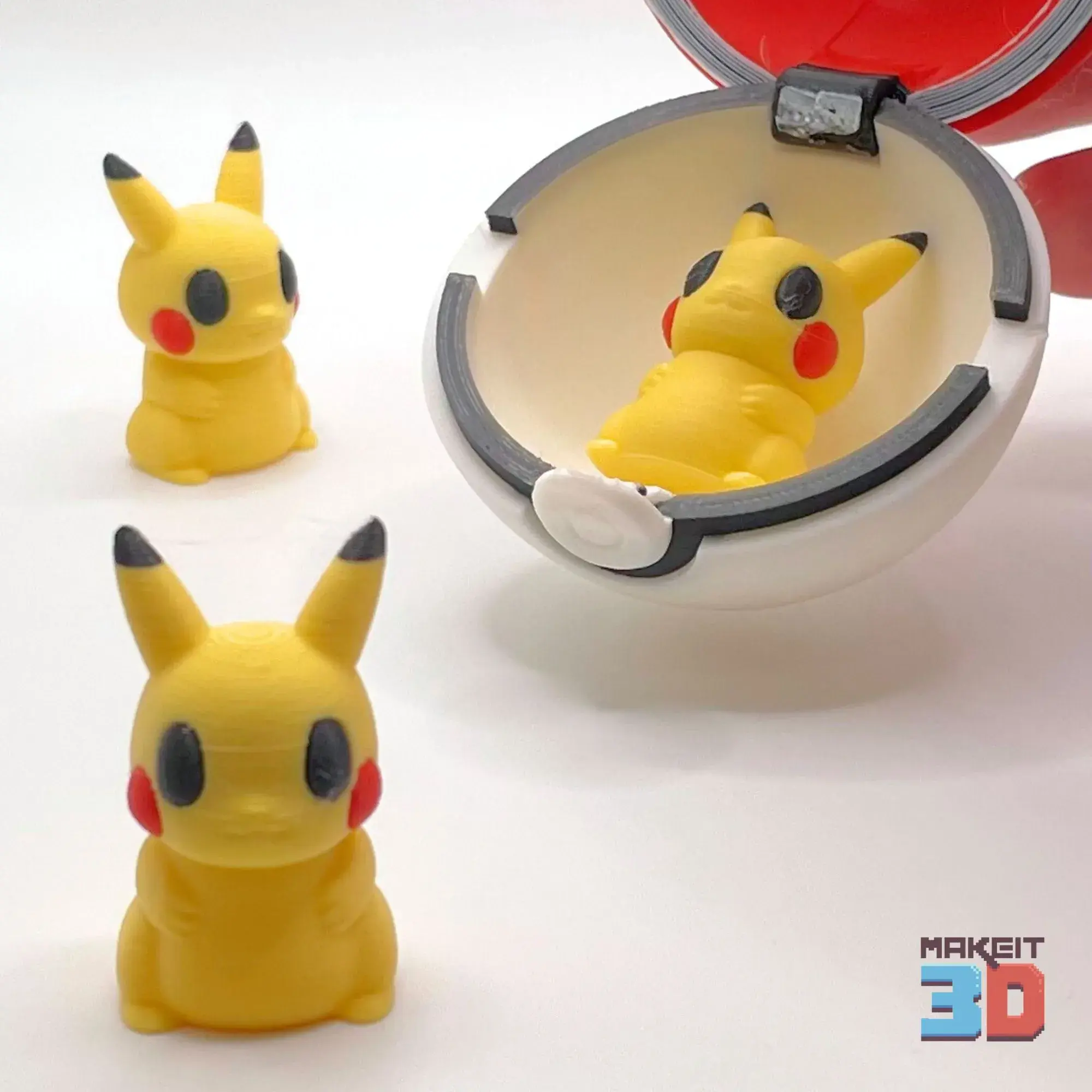 3D Printable Chibi Pikachu With Print in Place Pokeball