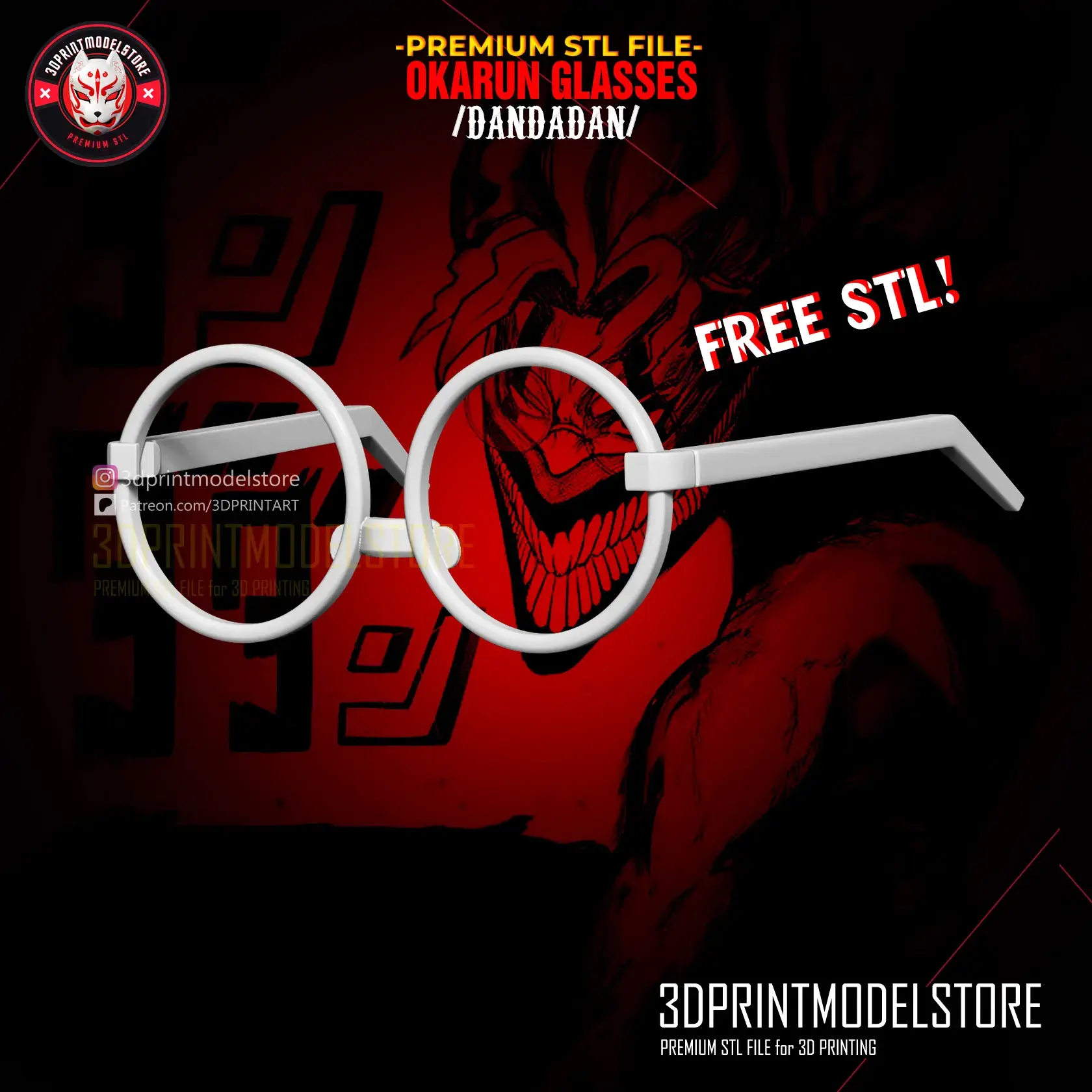 Dandadan Okarun Mask - Okarun Glasses Cosplay Anime FREE STL