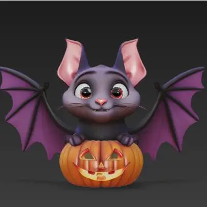 Cute bat on pumpkin