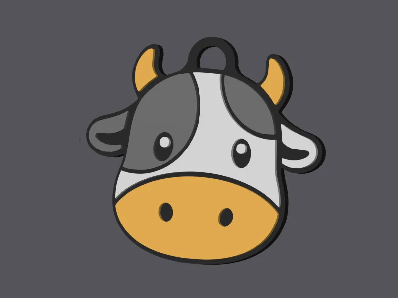Cow Head - Farm Animals - Keychain v2