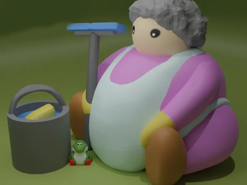 Cleaning Lady Chonk - MEME - CREALITY CLOUD EXCLUSIVE
