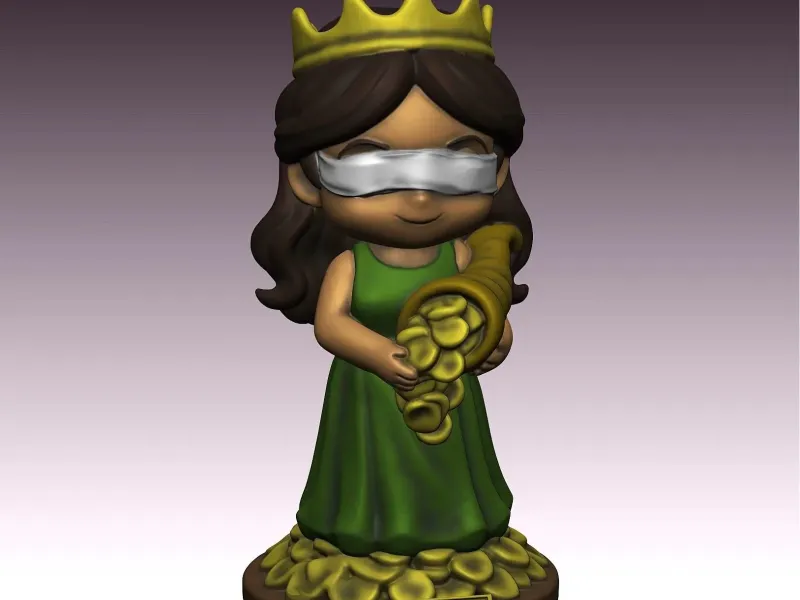 chibi-stijl godin van fortuin
