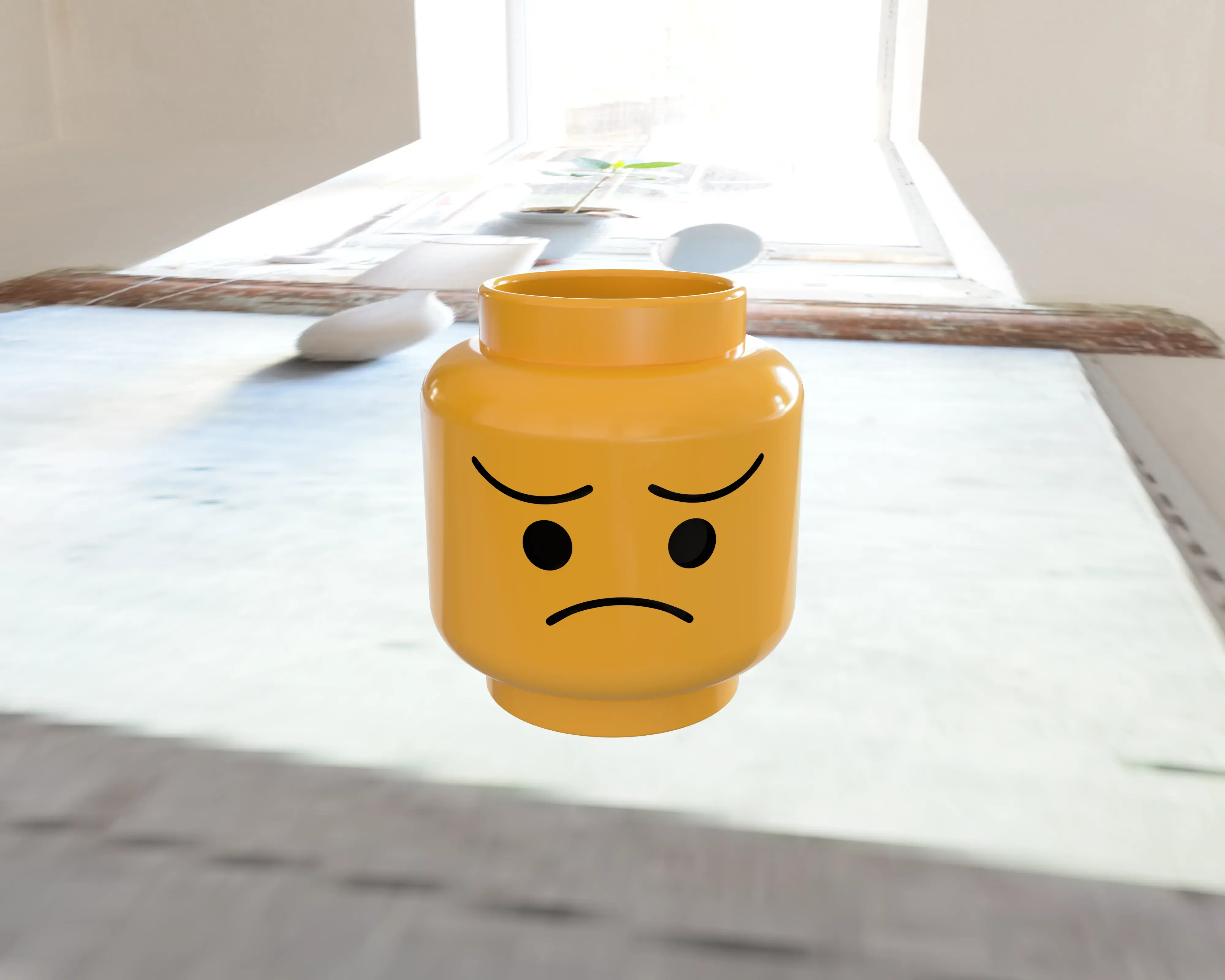 Minifigure Head pencil case with happy and sad faces XXL