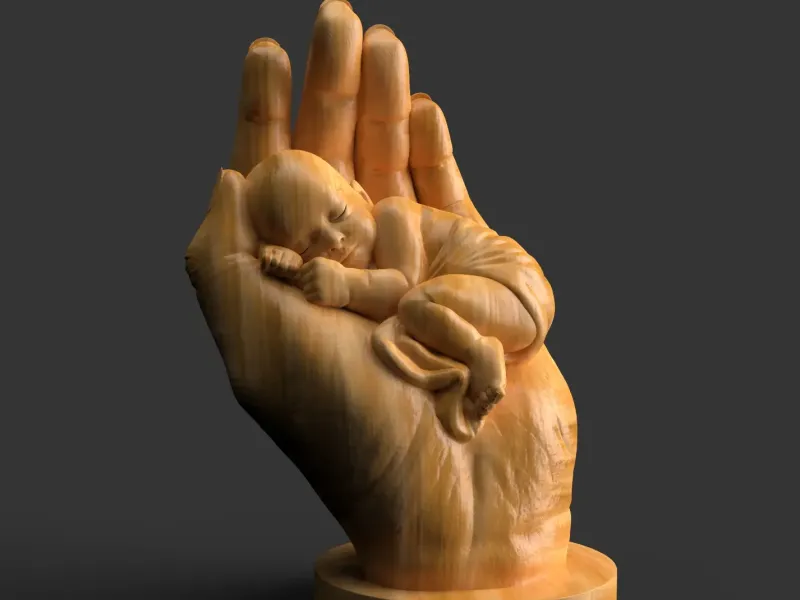 Baby sleeping in hand or Embraced in God's Hand