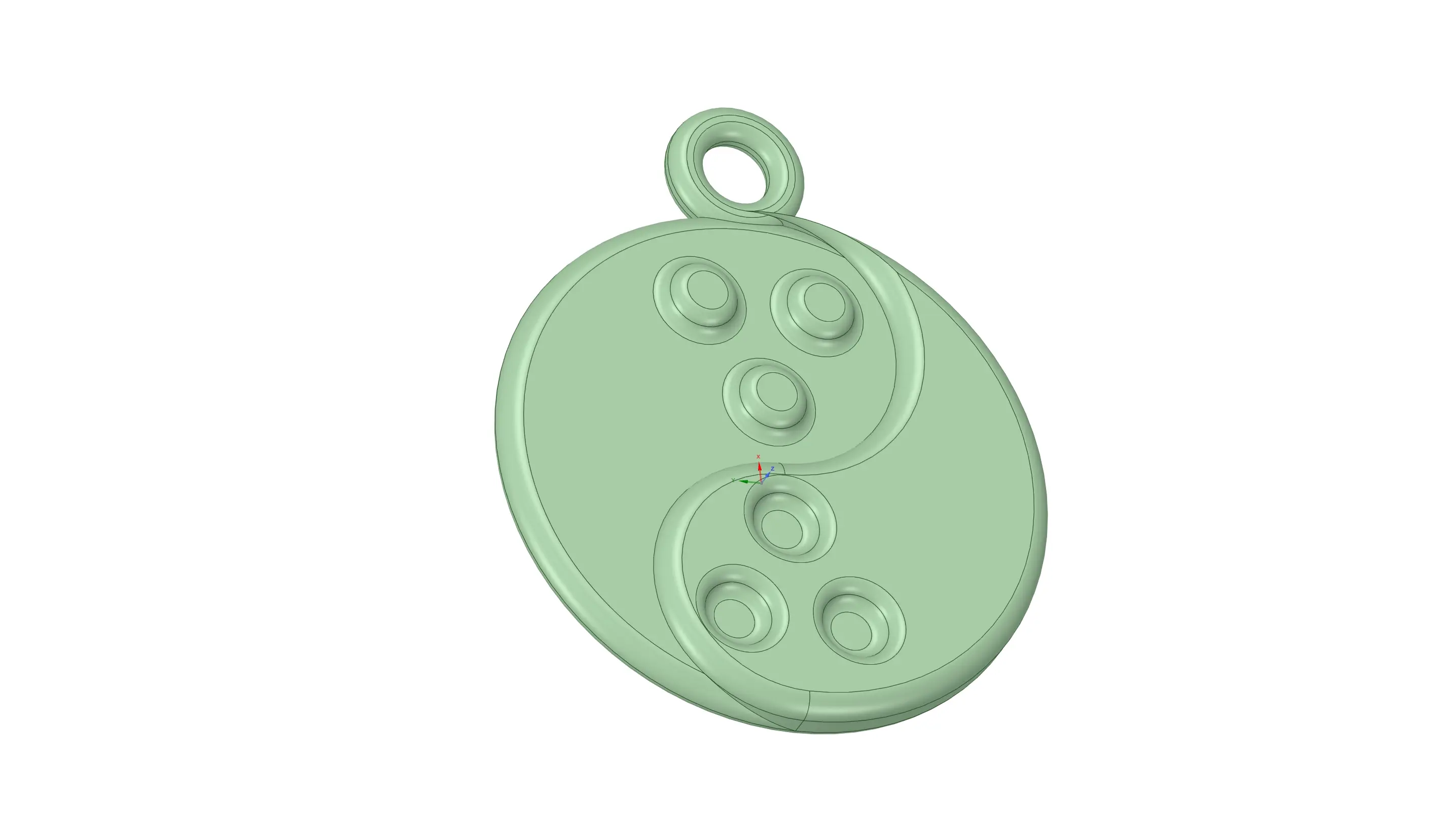 Dudeist Yin-Yang Bowling Ball pendant / keychain