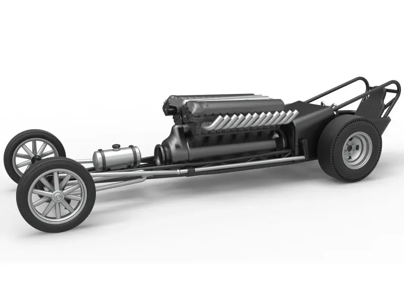 Front engine vintage dragster with V12 Scale 1:25