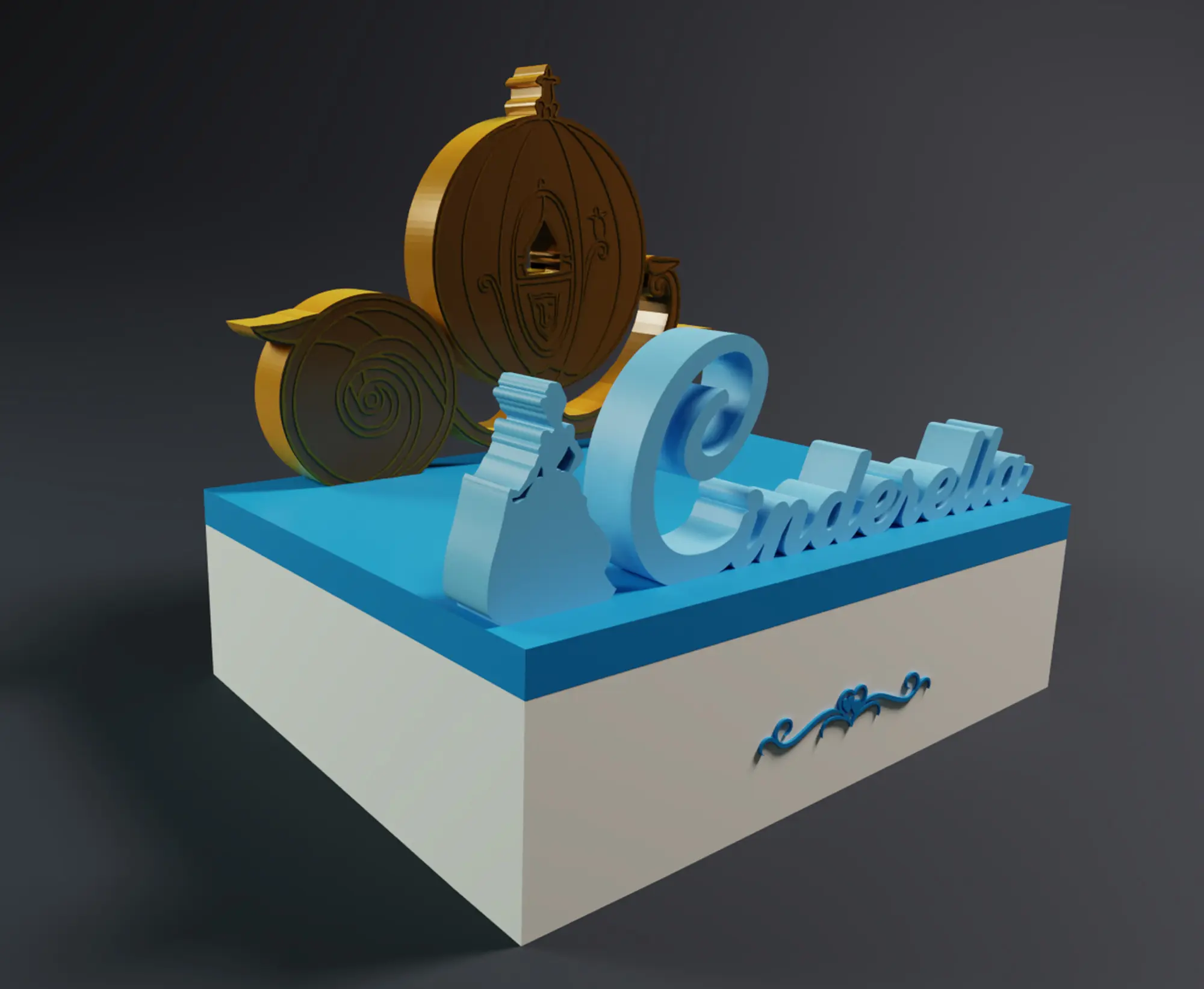 CAIXA PRINCESA CINDERELA DA DISNEY - VERSÃO CARRUAGEM