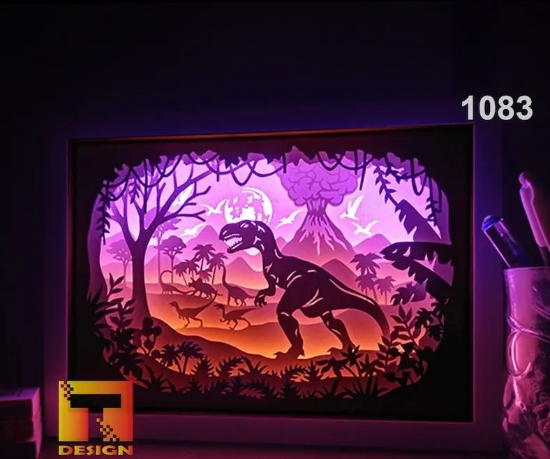 Dinosaurios T-rex Jurassic lighrbox (caja de sombra)