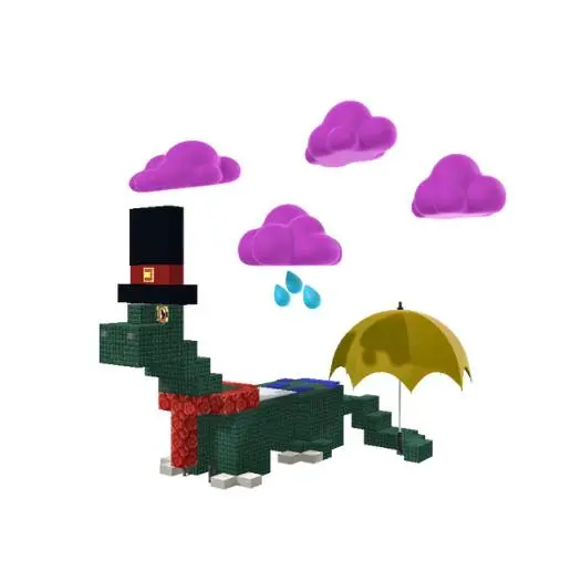 Dapper Block Dino in Rain Scene 3D Model STL Printable