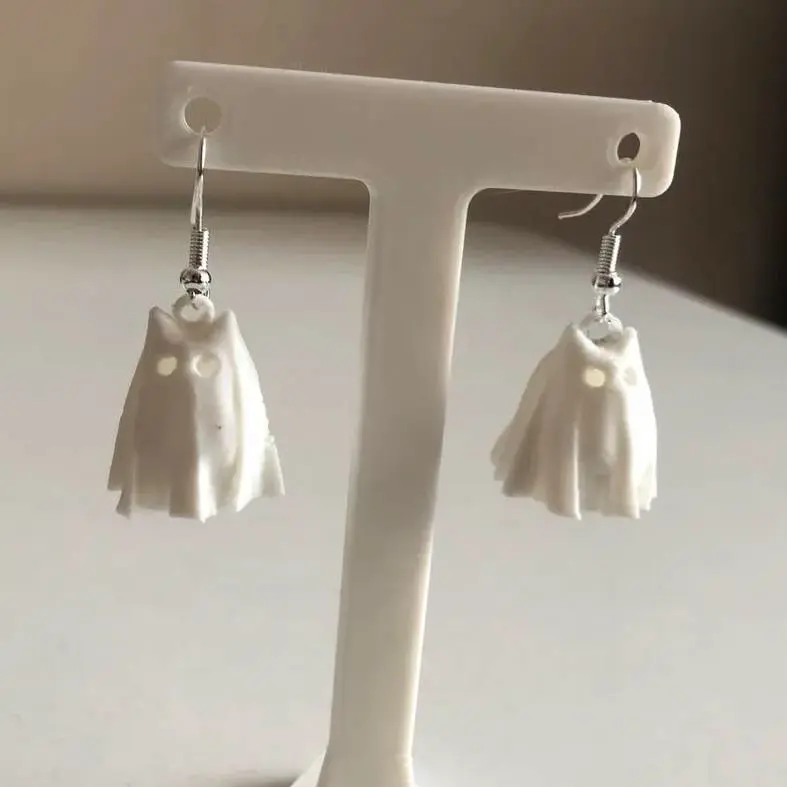Earrings pendant Halloween tiny cat ghost