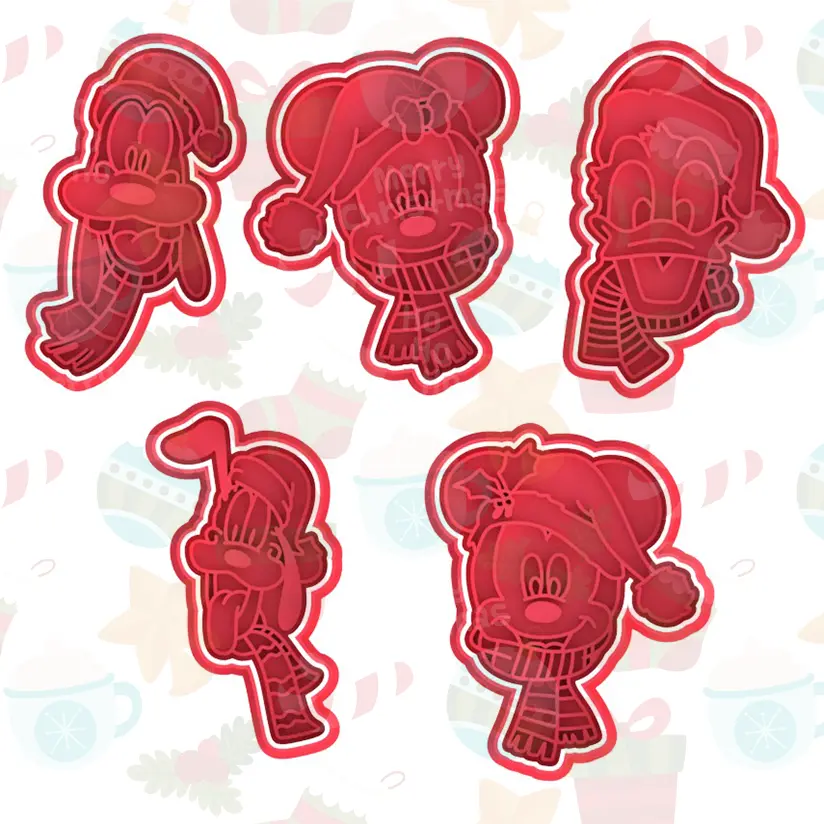 Conjunto de 5 cortadores de bolachas Mickey Mouse para o Natal