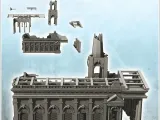 Ruined neo-classical public administration building with ped-2