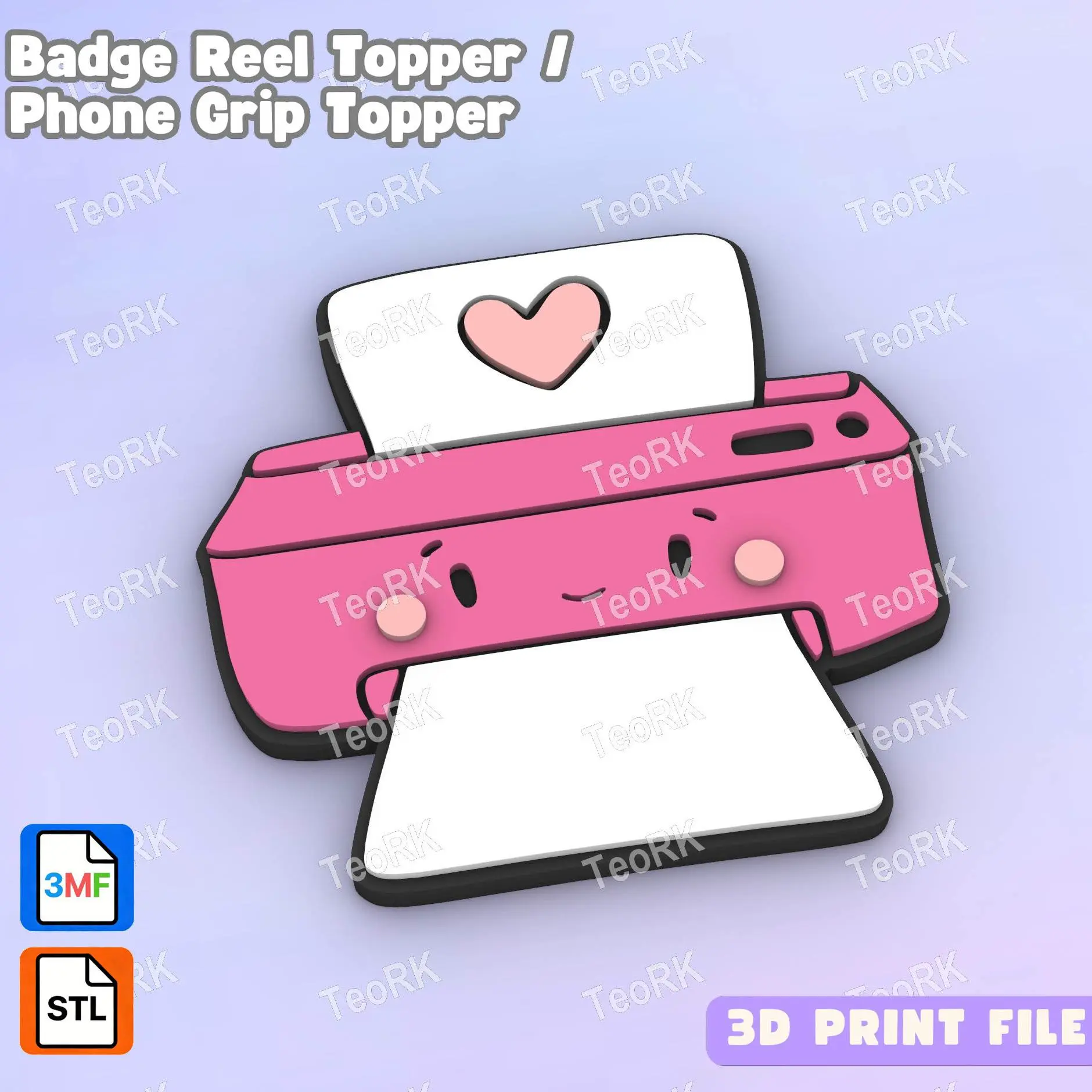 Badge Reel Topper Flat Back love letter printer