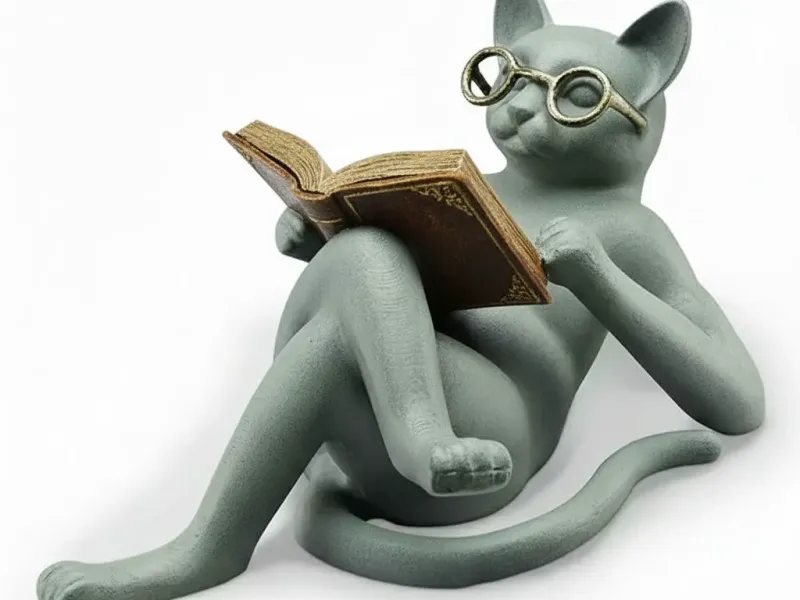 Фигурка интеллигентного кота с книгой - декоративный элемент